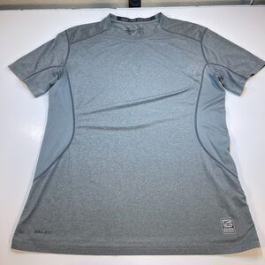 NIKE PRO COMBAT Dry Fit Fitted ActiveWear Athletic Jersey T Shirt Sz Mens L Gray